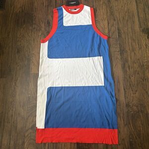 NWT J. Lindeberg Big Bridge Knitted Dress Ladies Large Red White Blue Side Slits